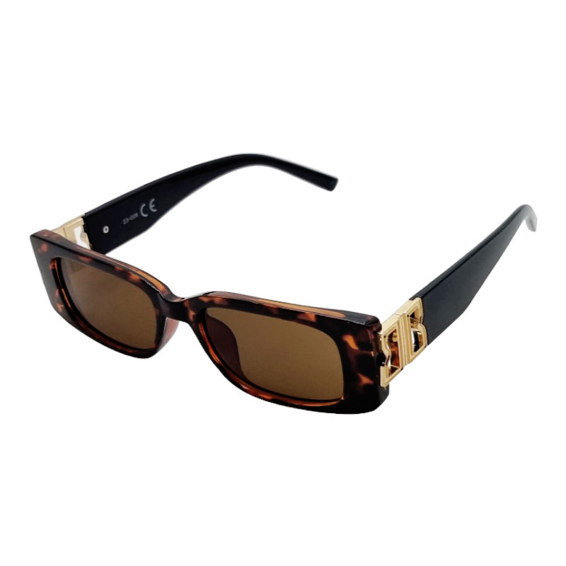 Vej Ord Dusør Smalle firkantede solbriller med guld dekoration | Turtle front