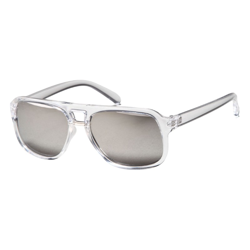 Smalle transparente firkantede Millionaire solbriller- Veenendaal | Sølv spejlglas
