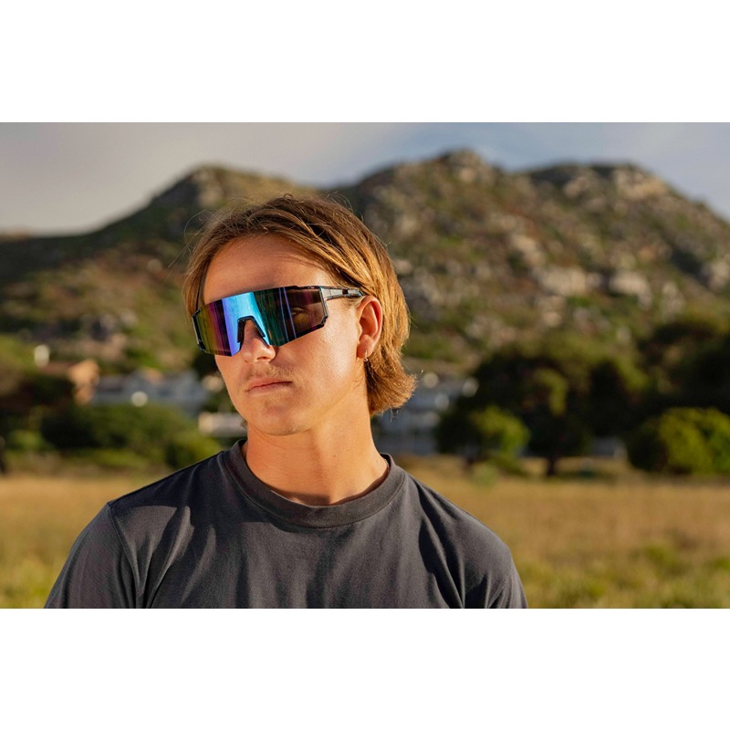 Matsorte sportssolbriller / Hurtigbriller med blålilla spejlglas | Alicante - Billede 3