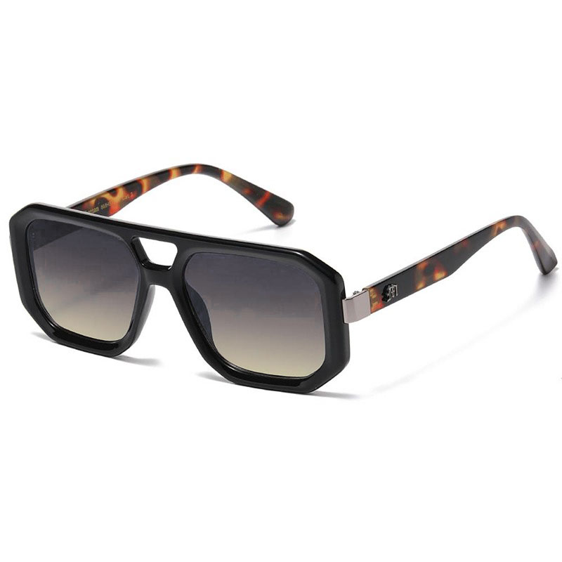 Sorte Manhattan Millionaire Solbriller med brun turtle stænger - Winston  | Sølv - Brune Fade glas