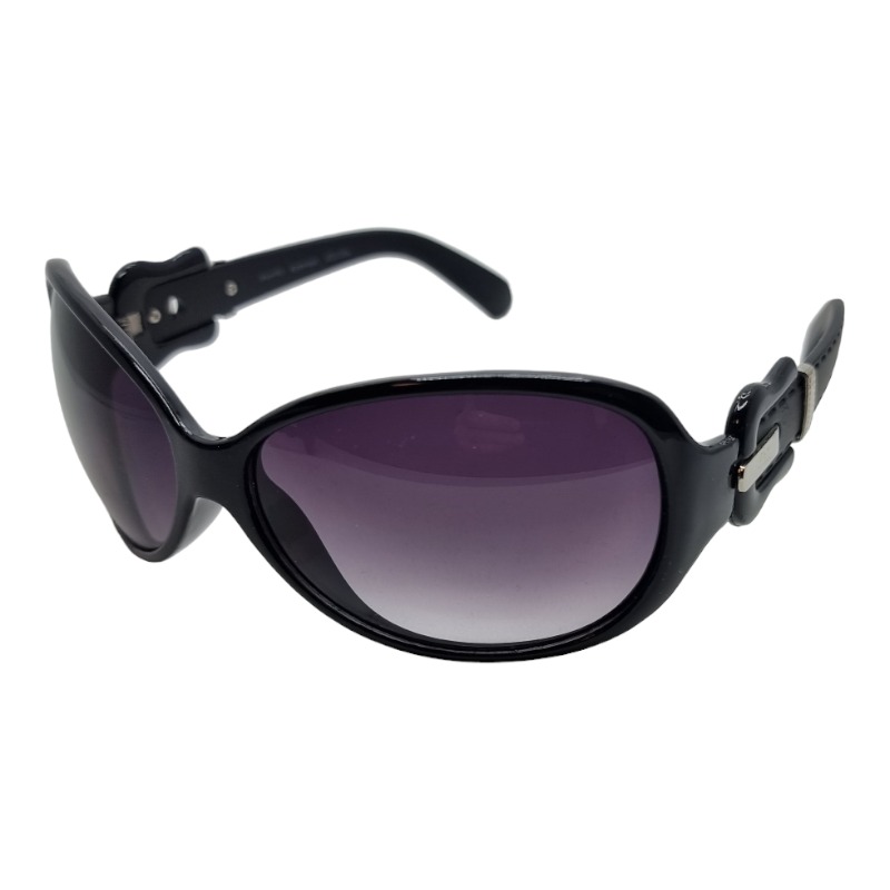 Sorte damesolbriller med bælte stænger - Lilla fade glas