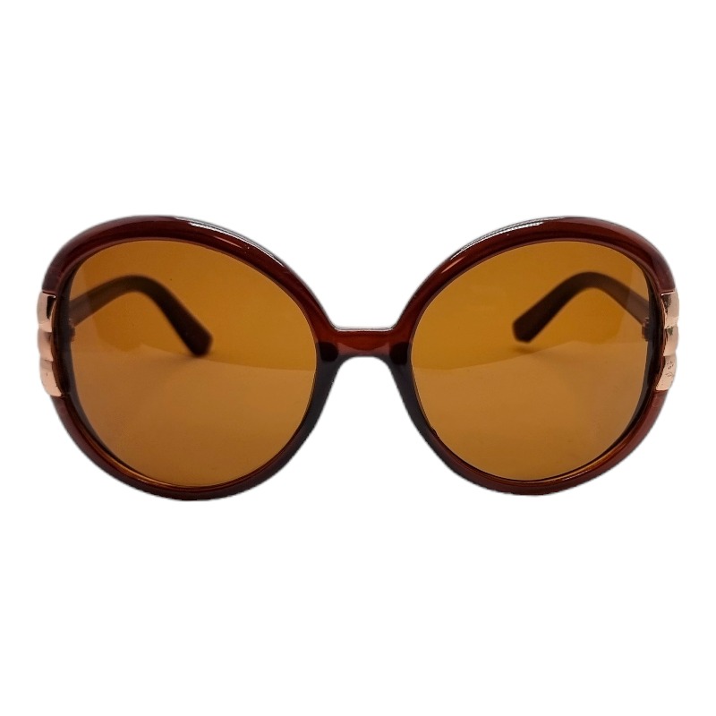 Alternative view of Store runde damesolbriller med metal deko | Brun