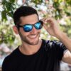 Sorte Wayfarer Solbriller - Blå spejlglas - Billede 3